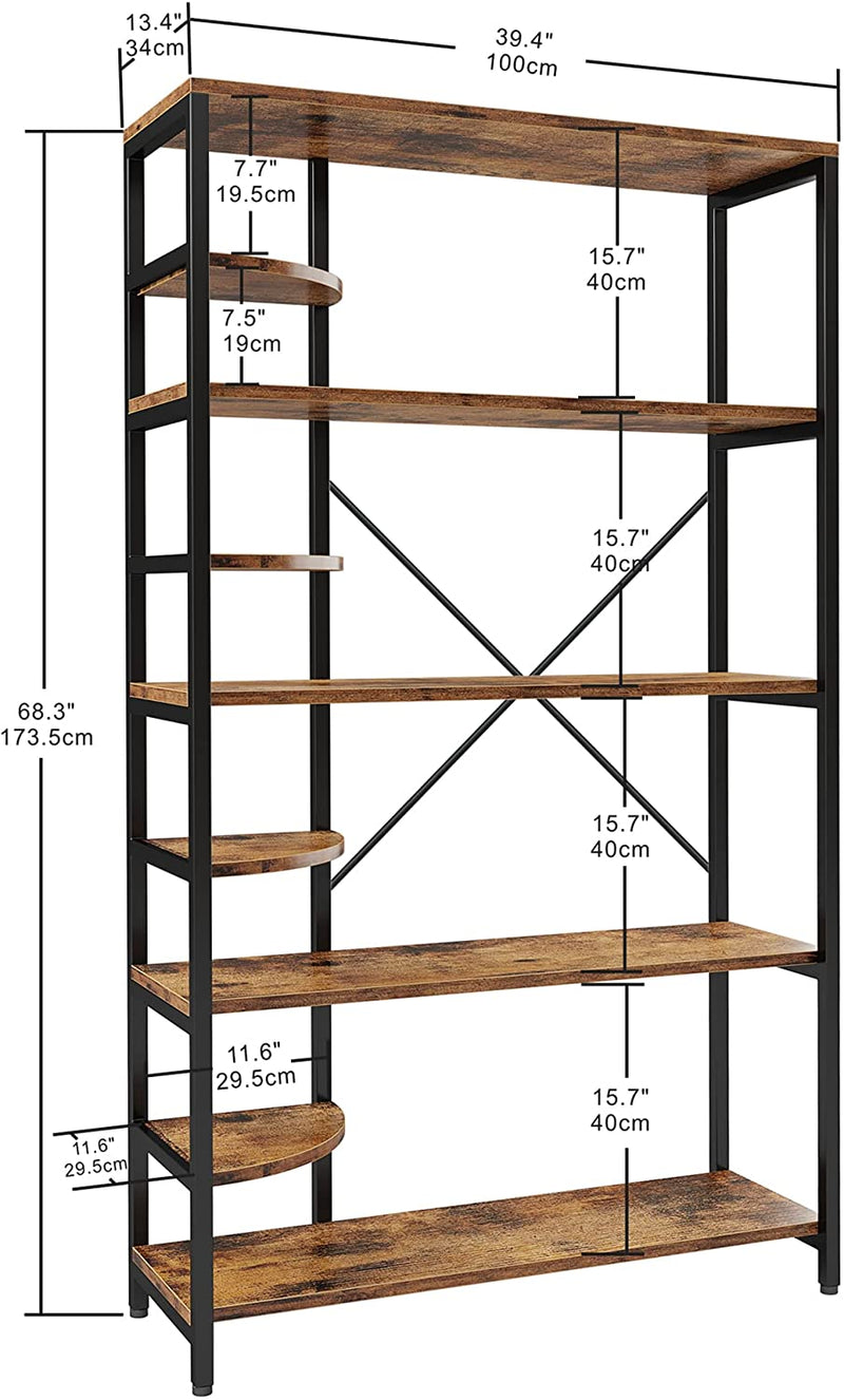 Bookcases and Bookshelves Corner Shelf  With 8 Tiers Rustic Storage