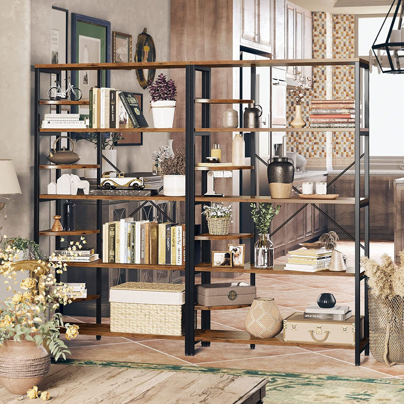 Bookcases and Bookshelves Corner Shelf  With 8 Tiers Rustic Storage