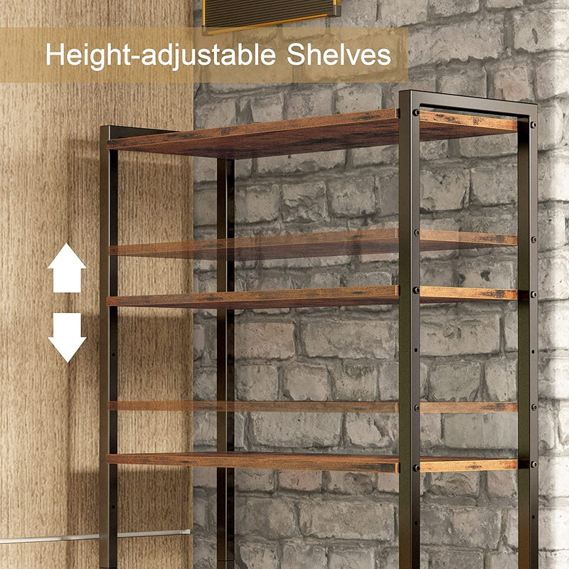 Industrial Bookshelf and Bookcase with 2 Louvered Doors and 4 Shelves