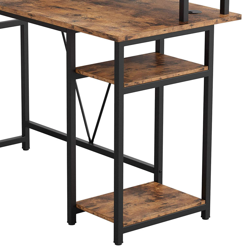 L Shaped Desk Drafting Table with Storage Shelves